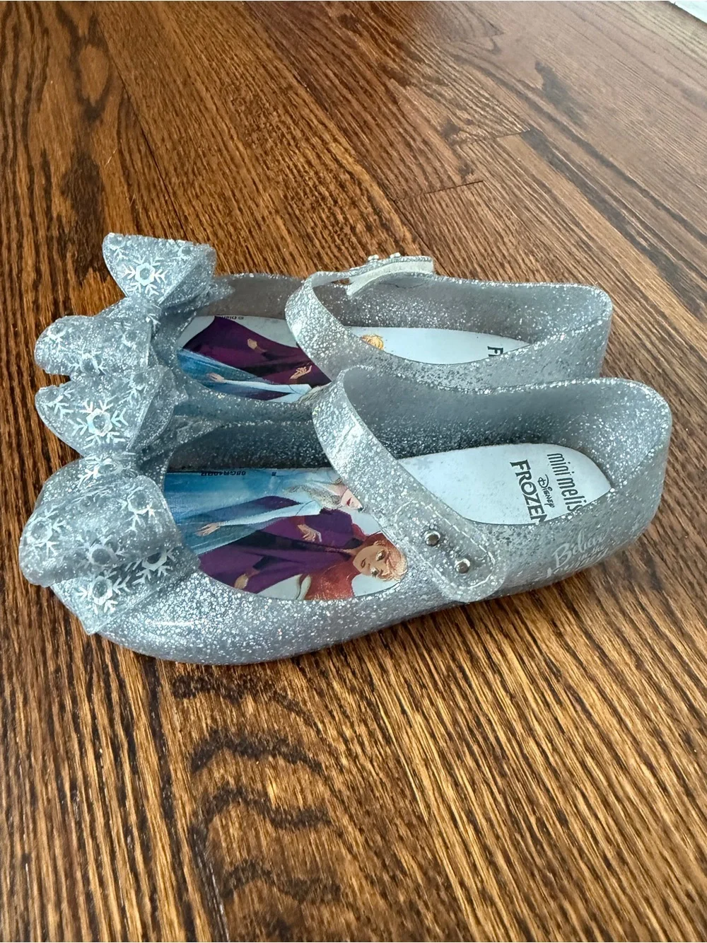 Mini Melissa Ultragirl Glitter Frozen Bow snowflake Mary Janes - Silver/Blue